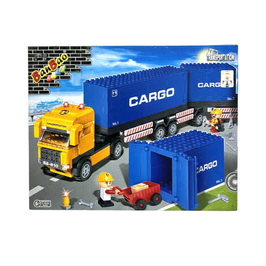 BanBao Transportation Cargo Truck Building Block Set (8610) – 2-in-1 Semi-Trailer & Logistics Playset