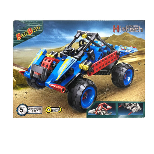 BanBao Hi-Tech Dune Buggy Building Kit | 2-in-1 Educational STEM Toy | Pull-Back Racing Car for Kids Ages 5+ | 200+ Pieces Blue Off-Road Vehicle