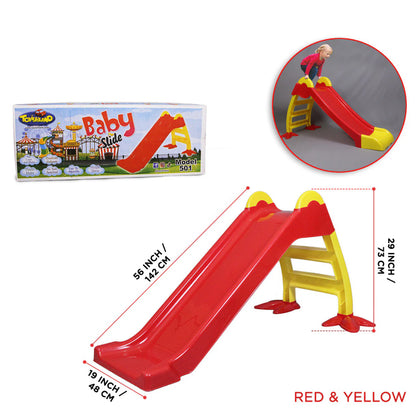 Kids’ First Folding Slide – Durable Plastic Indoor & Outdoor Toddler Playset (Red/Yellow)