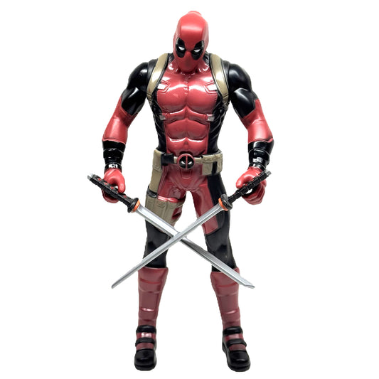 Marvel Deadpool Action Figure – 10-Inch Collectible Mercenary Statue with Dual Katanas – Iconic Red & Black Suit Edition