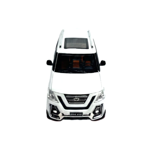 1:24 Scale Nissan Patrol Y62 Nismo Diecast Model Car - White Luxury SUV Collectible with Opening Doors, Lights & Sound - Kids & Adult Hobbyist Gift