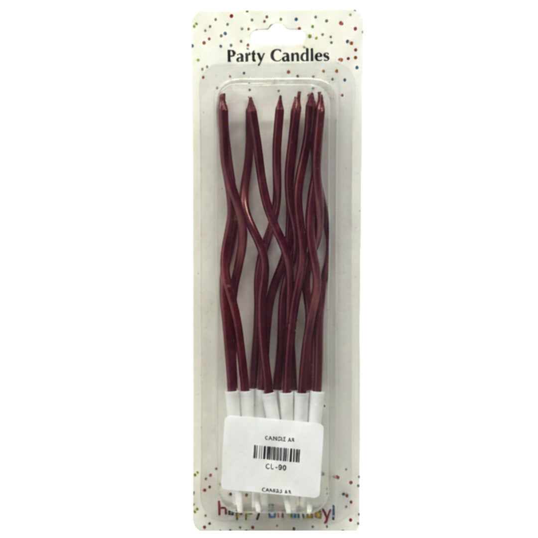 12-Pack Spiral Birthday Candles - Long Metallic Wavy Cake Candles for Parties, Anniversaries & Weddings