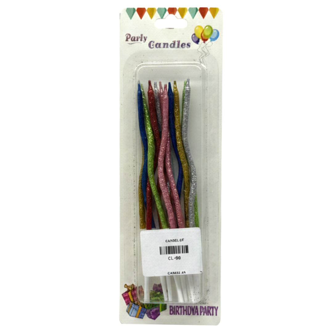 12-Pack Spiral Birthday Candles - Long Metallic Wavy Cake Candles for Parties, Anniversaries & Weddings