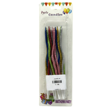 12-Pack Spiral Birthday Candles - Long Metallic Wavy Cake Candles for Parties, Anniversaries & Weddings