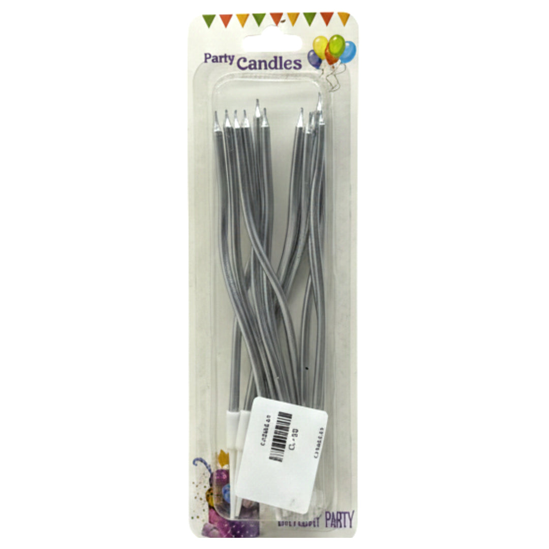 12-Pack Spiral Birthday Candles - Long Metallic Wavy Cake Candles for Parties, Anniversaries & Weddings