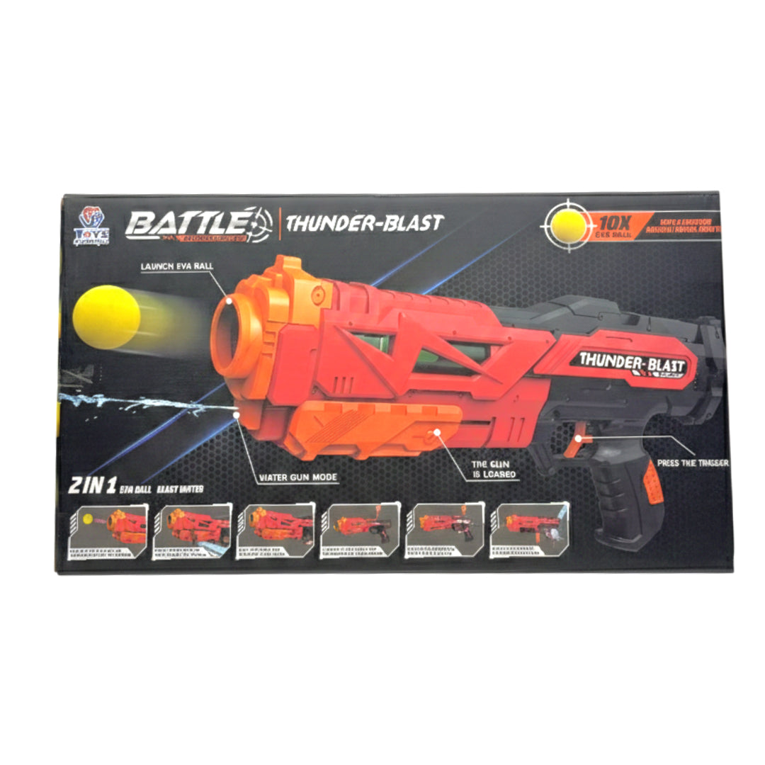 Thunder-Blast 2-in-1 Foam Ball Blaster Toy Set – Includes 10 High-Impact Soft Foam Rounds – Manual Pump-Action Battle