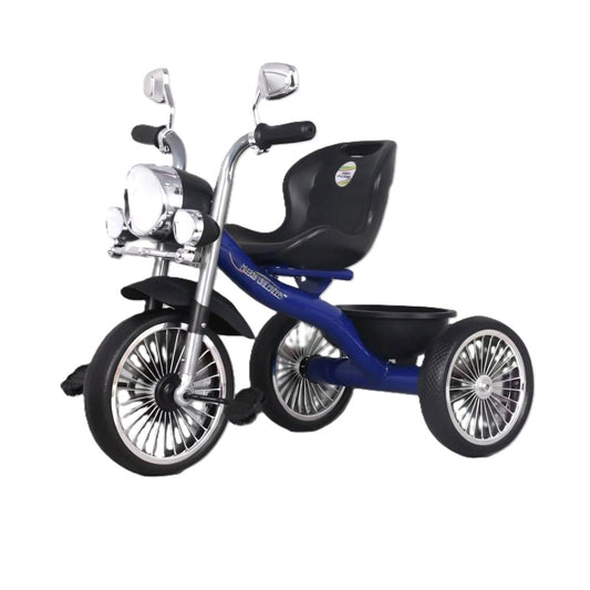 Kids' Retro Chopper-Style Tricycle – 3-Wheel Ride-On Bike with Chrome Accents, Storage Basket, and High-Back Safety Seat – For Toddlers & Children