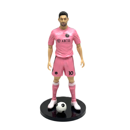 Lionel Messi Inter Miami CF Collectible Action Figure – 7-Inch Pink Jersey Soccer Statuette with Ball & Display Base