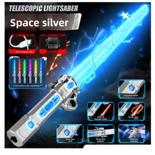 Interstellar LED Lightsaber Toy – 2-in-1 Dual Blade Space Sword with Motion Sounds