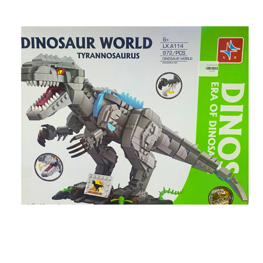 Dinosaur World Tyrannosaurus Rex Building Set – 972+ Pieces Indominus Rex Block Kit with Display Stand for Kids & Collectors (Ages 6+)