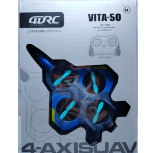 4DRC VITA-50 RC Jet Drone – 2.4GHz Remote Control Aeroplane with 4-Propeller Stability, One-Key Operation, and Durable Lightweight Design for Kids & Beginners (Ages 14+)