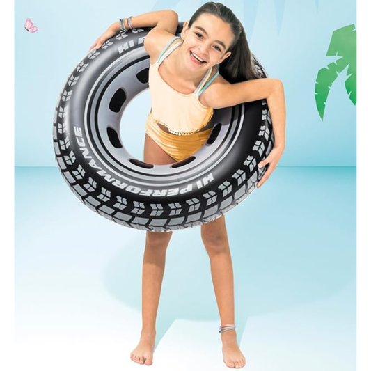 Intex Inflatable Monster Truck Tire Swim Ring – 91cm Hi-Performance Heavy-Duty Pool Float Tube for Kids, Teens, and Adults Age 9+