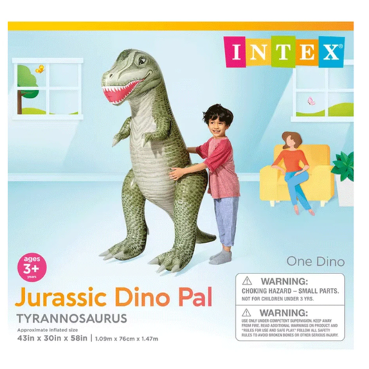 Intex Jurassic Dino Pal Inflatable Tyrannosaurus Rex – Large Standing T-Rex Dinosaur Blow-Up Toy Buddy for Kids Age 3+