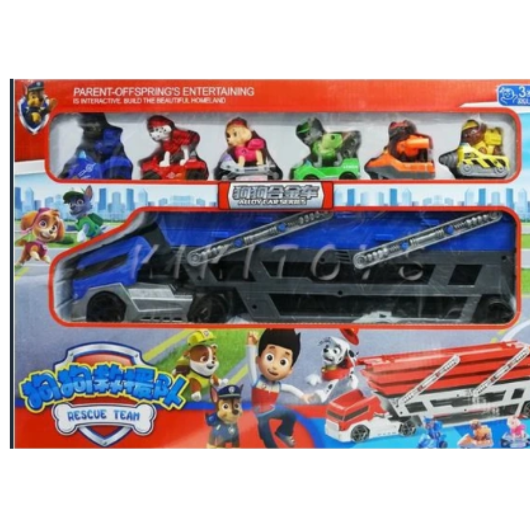 Rescue Team Carrier Truck & Alloy Car Vehicle Set
