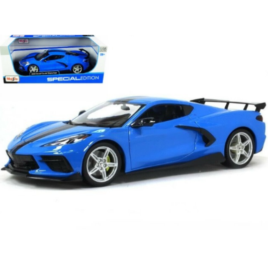 Large 1:18 Scale Maisto Corvette Stingray – Highly Detailed Blue Special Edition Die-Cast Car