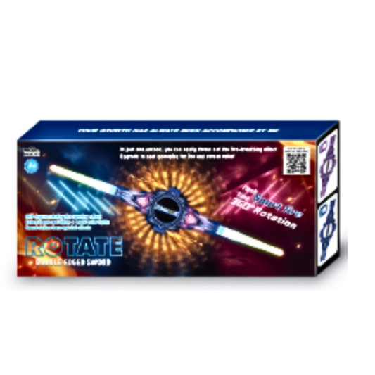 Spinning Lightsaber Toy – Double-Edged Rotating LED Sword with Battle Sound Effects