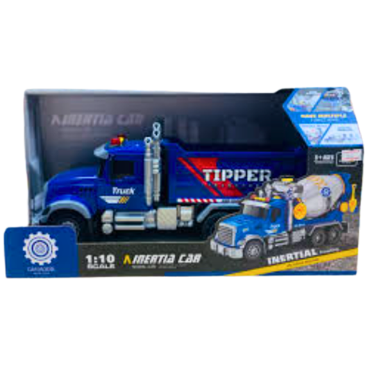 Friction Powered Construction Truck Set – 1:10 Scale Tipper & Cement Mixer Collection