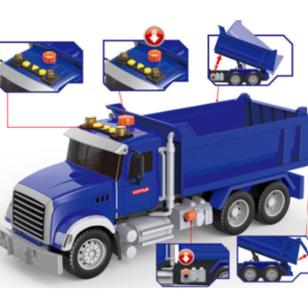 Friction Powered Construction Truck Set – 1:10 Scale Tipper & Cement Mixer Collection