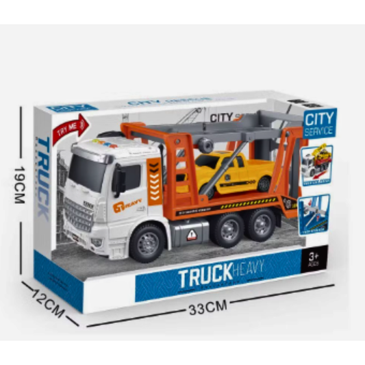 Large 33CM Car Transporter Truck – City Service Heavy Rescue Series with Mini Car