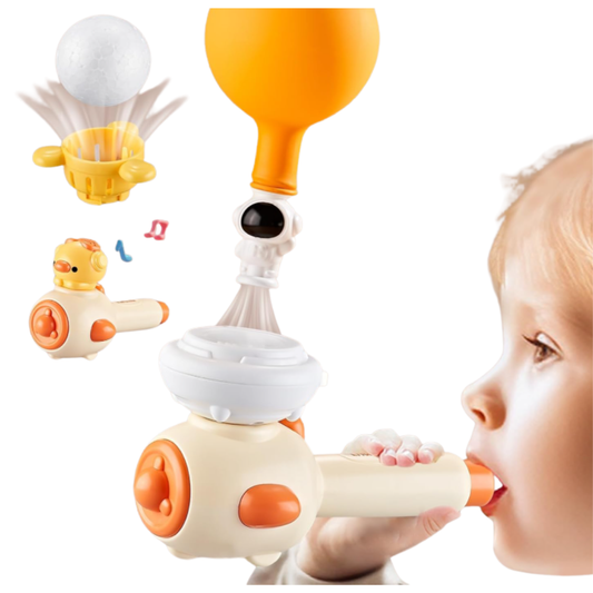 Kids Educational Blowing Toy – Astronaut Theme – Includes Whistling Balloons and Floating Foam Balls