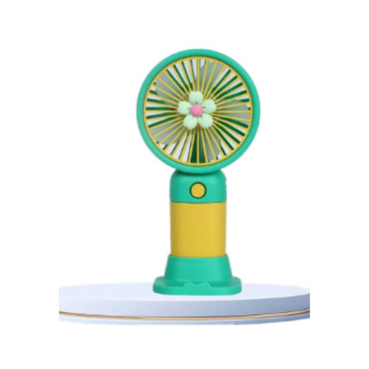 2-in-1 Handheld & Desktop Fan – Portable USB Charging Fan with Phone Holder Base