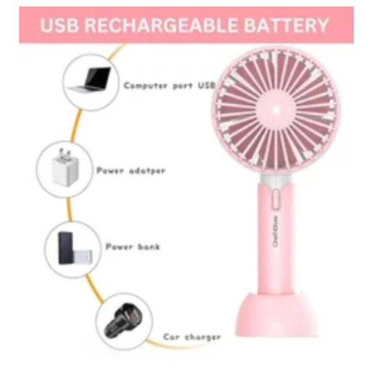 Cute Purple Cat Handheld Fan – Small Silent Rechargeable Fan for Girls and Kids