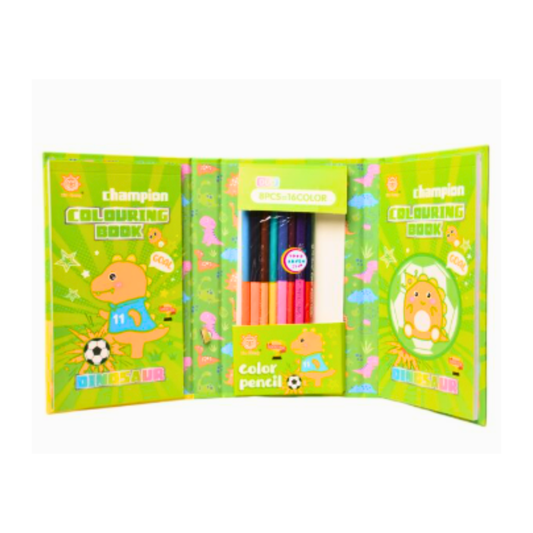 Dinosaur Sports Series Kids’ Activity Stationery Set – Includes Coloring Book, Pencils, and Cute Dino Badge