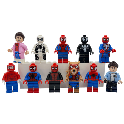 Spider-Verse Building Blocks Mini-Figures Set – 6 Piece Superhero Collection with Bonus Base Plate for Kids