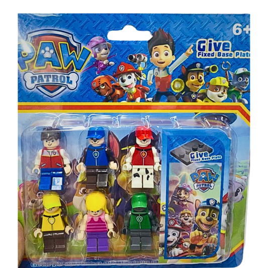 PAW Patrol Style Building Blocks Mini-Figures Set – 6 Piece Character Collection with Bonus Base Plate for Kids 6+
