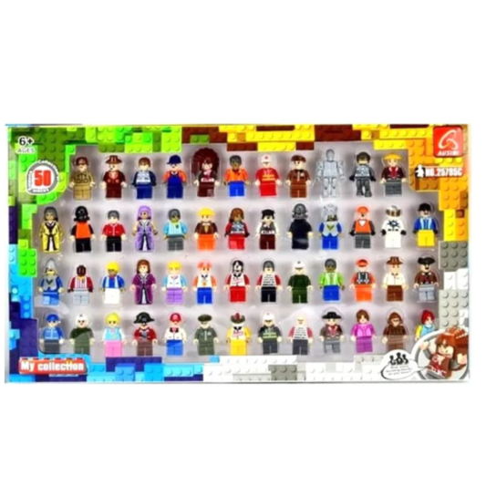 Mega 50-Piece Building Blocks Mini-Figures Set – Diverse Character Collection for Creative Play & Display (Ages 6+)