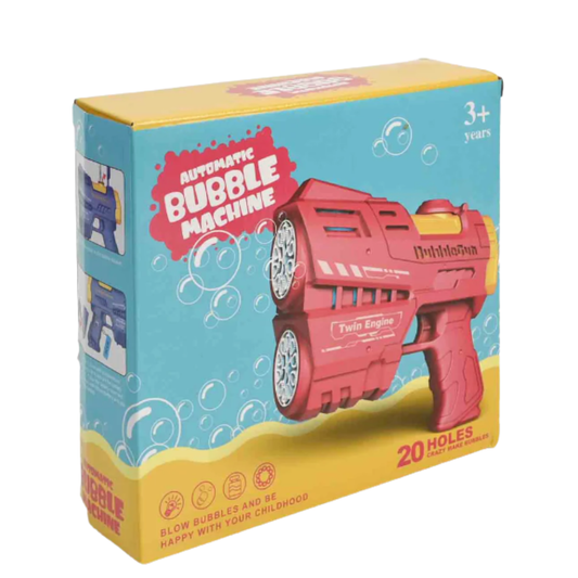 Automatic Bubble Machine Gun Toy – 20-Hole Twin Engine Bubble Blower for Kids Ages 3+