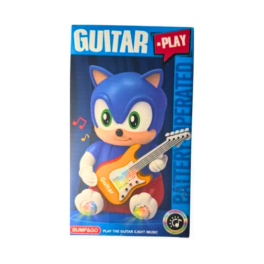 Interactive Sonic toy with guitar, lights and sounds, bump and go function