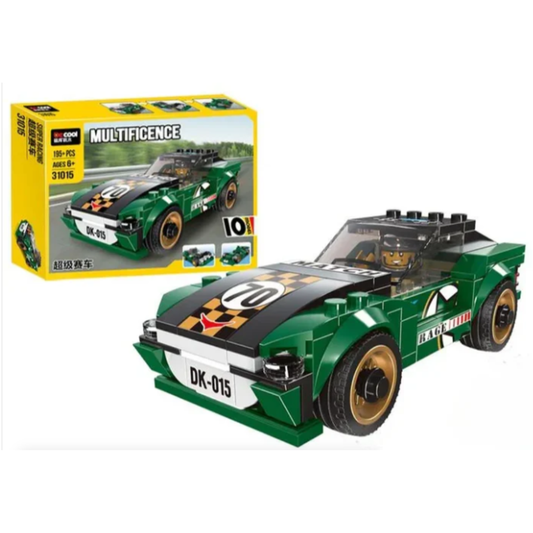 Multificence 10-in-1 Green Speed Racer Building Set – 180+ Piece Creator Kit for Racing Cars, Trucks, and Formula Vehicles (Ages 6+)