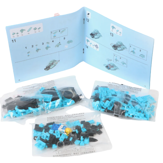 Multificence 10-in-1 Light Blue Racing Creator Set – Transformable Formula Racer and Utility Vehicle Building Kit for Kids (Ages 6+)