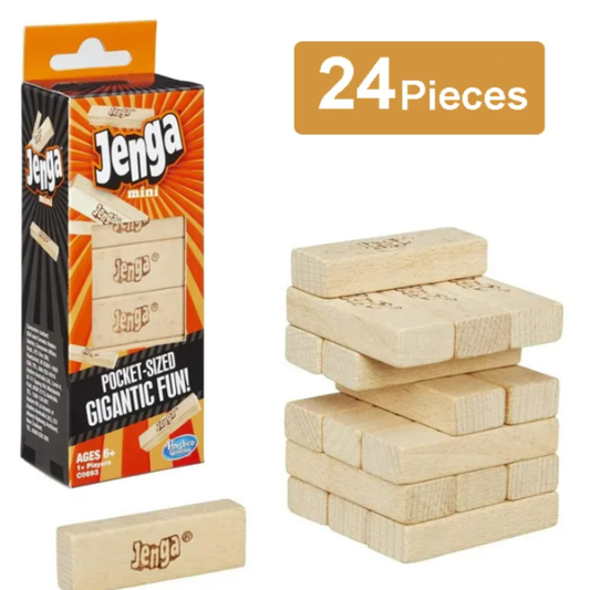 Jenga Mini Pocket Sized Game – Travel Friendly 2-in-1 Wooden Block Balancing Tower for Kids and Adults (Ages 6+)
