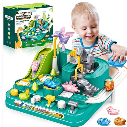 Dinosaur Adventure Orbital Track Game – Interactive Puzzle Rail Car Toy with 10 Challenging Levels, 3 Mini Dinosaurs, and Mechanical Controls for Kids (Ages 3+)
