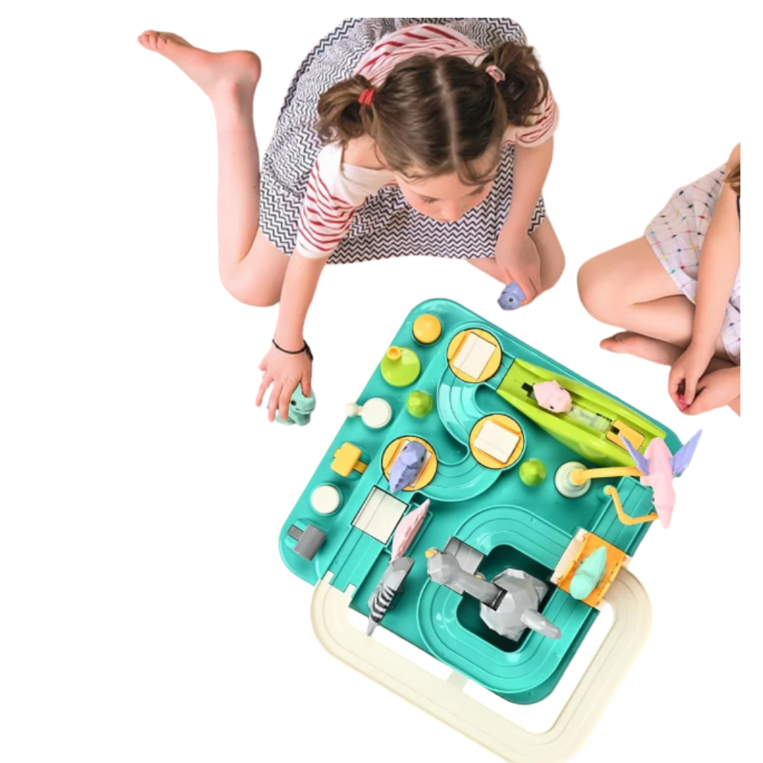 Dinosaur Adventure Orbital Track Game – Interactive Puzzle Rail Car Toy with 10 Challenging Levels, 3 Mini Dinosaurs, and Mechanical Controls for Kids (Ages 3+)