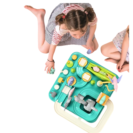 Dinosaur Adventure Orbital Track Game – Interactive Puzzle Rail Car Toy with 10 Challenging Levels, 3 Mini Dinosaurs, and Mechanical Controls for Kids (Ages 3+)
