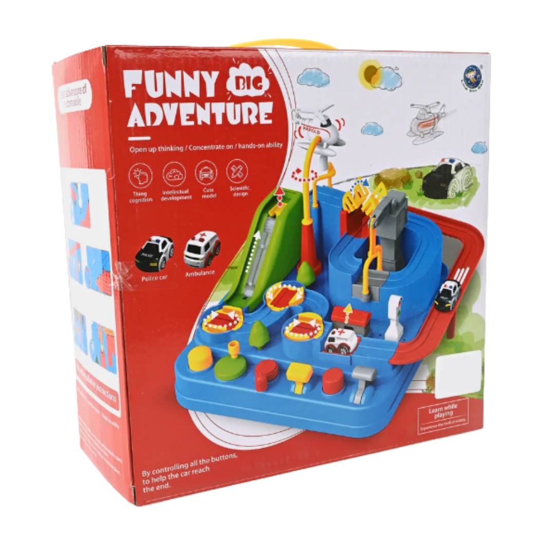 Funny Big Adventure Orbital Car Track – Interactive City Rescue Puzzle Rail Toy with Police Car & Ambulance, 6 Control Buttons, and Mechanical Manoeuvres for Toddlers (Ages 3+)