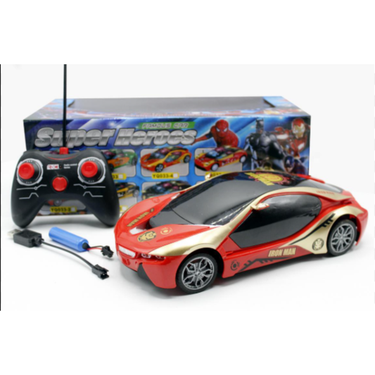 Super Heroes Iron Man Remote Control Car – 1:16 Scale Rechargeable RC Racing Supercar with Full-Function Radio Control