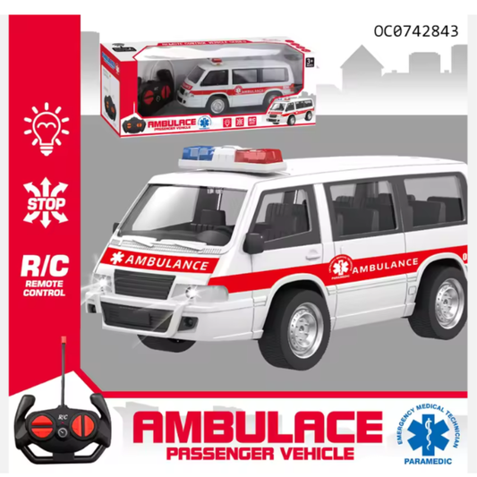 RC Ambulance Passenger Vehicle – Full-Function Remote Control Emergency Van with Working Headlights