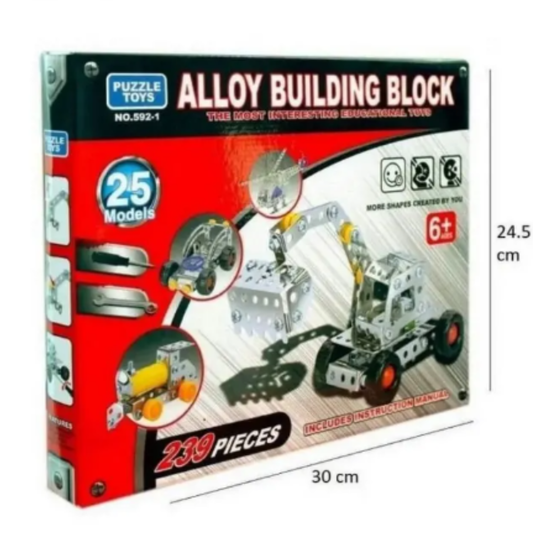 Alloy Building Block 239-Piece STEM Construction Set – 25-in-1 DIY Metal Model Kit with Tools, Educational Engineering Toy for Boys and Girls (Ages 6+)