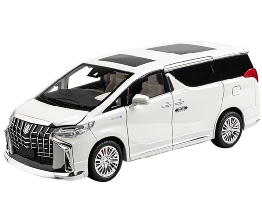 1:24 Scale Luxury Die-Cast Toy Van – White Premium MPV Model Car with Inertia Pull-Back, Sound & Openable Doors