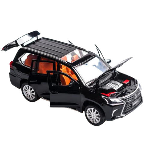 1:24 Scale Jinlifang Die-Cast Luxury SUV – Premium Black Model Car with Pull-Back Action, Voice, Light & Openable Hood & Trunk