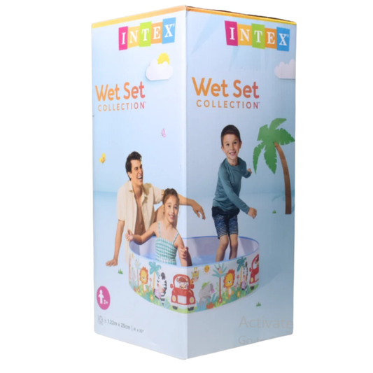 Intex Wet Set Fill 'N Fun Kids Swimming Pool – Rigid Wall Above Ground Paddling Pool for Summer Water Fun (1.22m x 25cm)