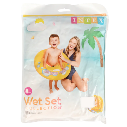 Intex My Baby Float Inflatable Swim Ring – 67cm Wet Set Collection Toddler Pool Flotation Seat with Backrest for Infants Age 1-2