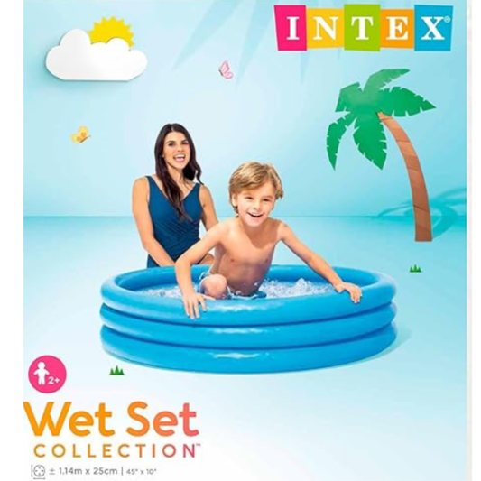 Intex Crystal Blue Inflatable Kids Swimming Pool – Wet Set Collection 3-Ring Outdoor Backyard Paddling Pool for Toddlers Age 2+
