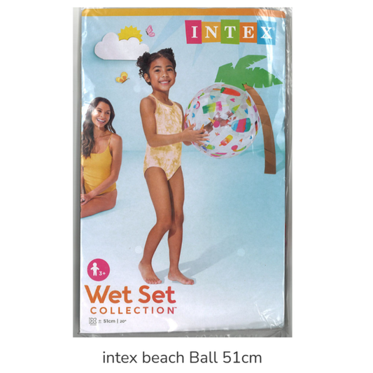 Intex Lively Prints Inflatable Beach Ball – 51cm Wet Set Collection Colorful Ice Cream Popsicle Water Graphic Play Ball for Kids Age 3+