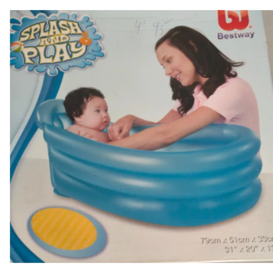 Bestway Splash and Play Inflatable Baby Tub – Portable Cushioned Toddler Bathing Basin & Shallow Splash Pool