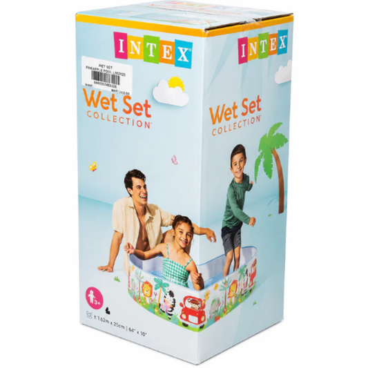 Intex Inflatable Kid's Snapset Pool – Wet Set Collection Safari Animal Print No-Pump Hard Plastic Sidewall Paddling Pool for Ages 3+